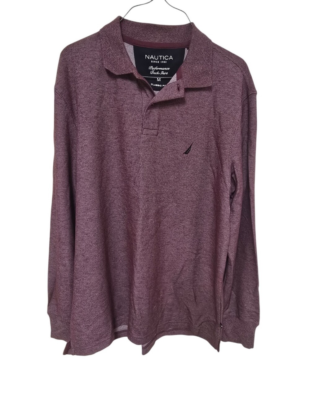 Men's Nautica Long Sleeve Polo - Plum Heather